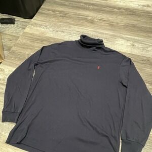 Polo Ralph Lauren‎ Shirt Mens XL Blue Turtle Neck Preppy Vintage 90s  XXL Pony